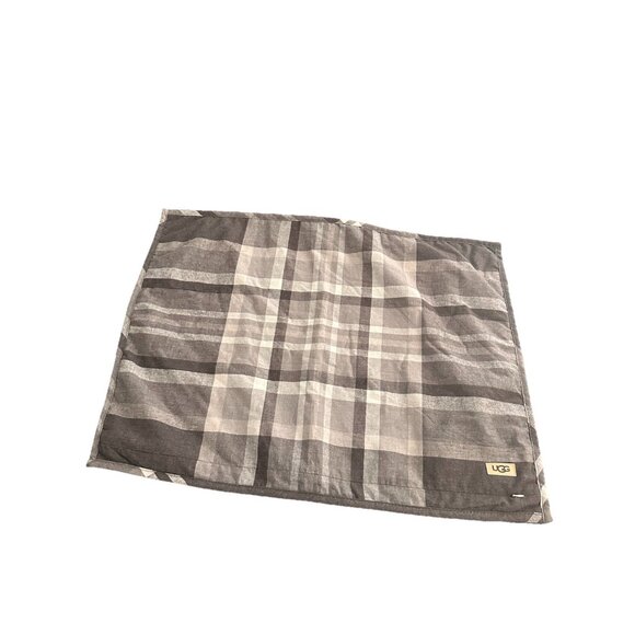 UGG Faux Fur Plaid Standard Sham Pillow Case Covers Reversilble Plush Set Of 2 - Picture 2 of 5